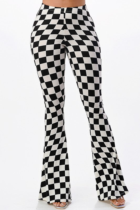 Checkered Flare Pants - 50% OFF