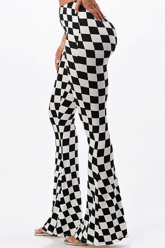 Checkered Flare Pants - 50% OFF