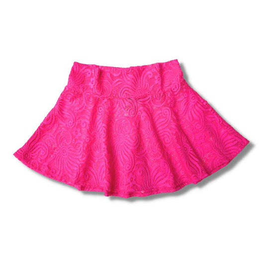 Cyclone Lace Skater Skirt in Neon Pink - 30% OFF