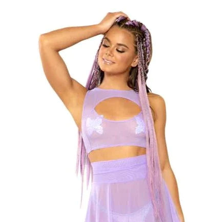 Mesh Harness Top in Lavender - 40% OFF