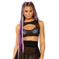 black mesh see through harness top for raves and festivals