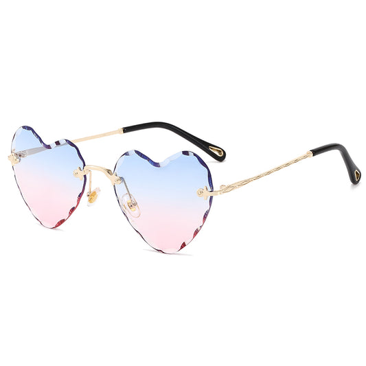 ombre pink blue heart sunglasses for raves festivals
